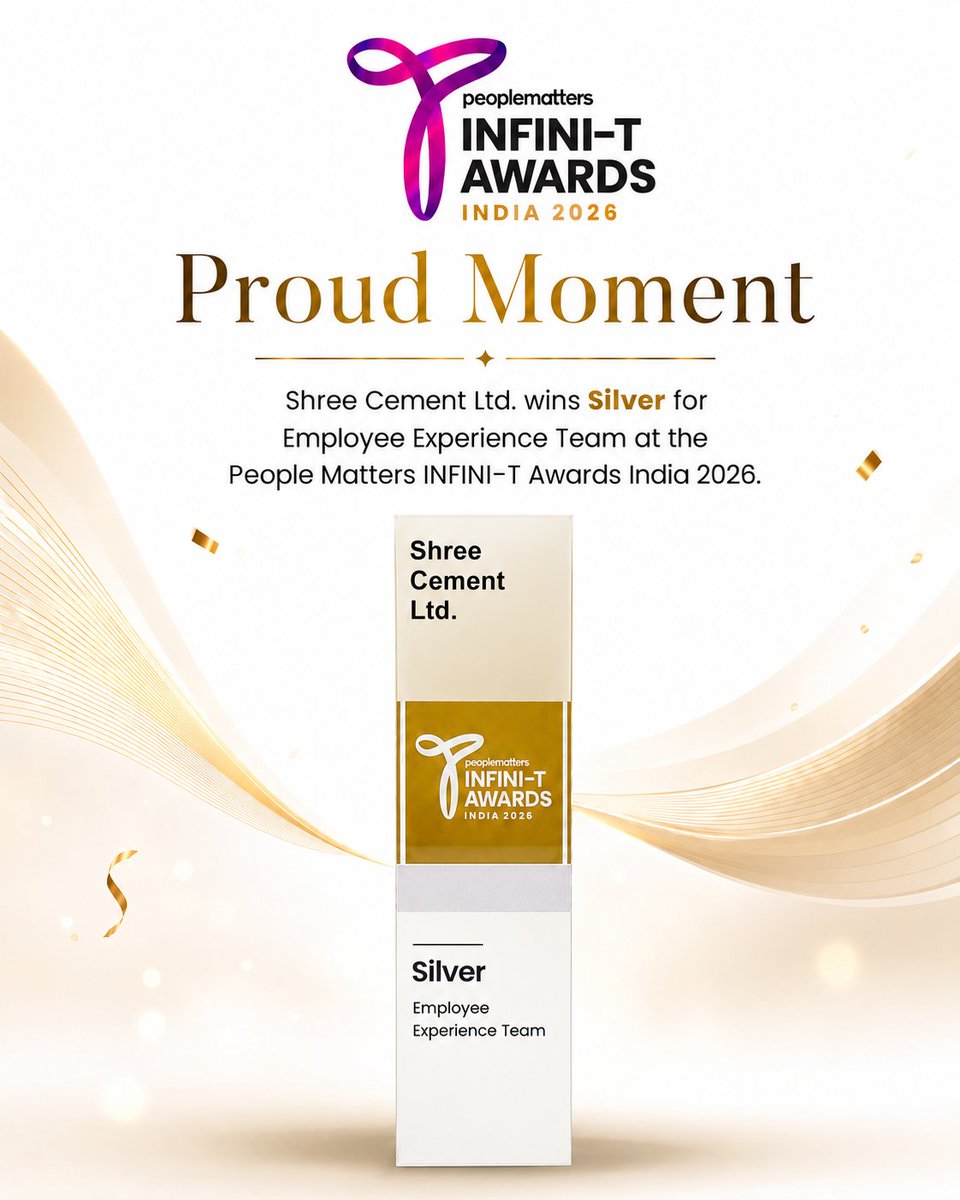 shreecementltd's tweet photo. We are delighted to share that Shree Cement Limited has won the Silver Award for the Employee Experience Team at the People Matters INFINI-T Awards India 2026.

Together, we continue to build a workplace that is as strong as the people who make it.

#ShreeCement #PeopleMatters https://t.co/sAeOapNUOz