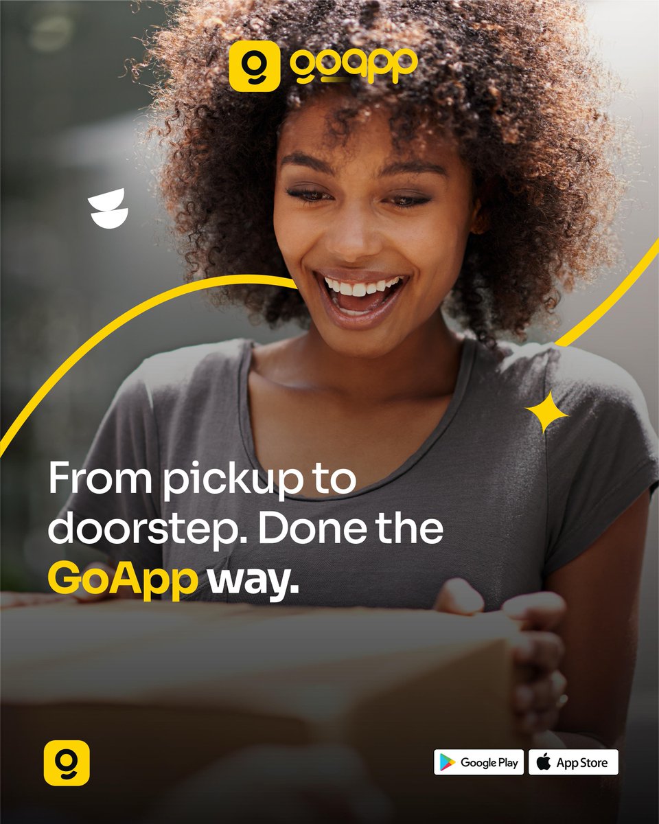 usegoapp's tweet photo. From pickup to doorstep, we’ve got you covered.

Send packages, receive deliveries, and move what matters with GoApp. Fast, simple, and convenient.

Download GoApp and get it done the GoApp way. 💛 https://t.co/buiMwMALyh