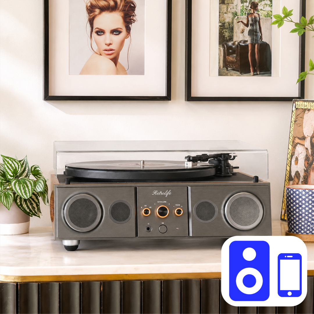 RetrolifeP's tweet photo. Retrolife T27S Modern Bluetooth Input Record Player.

Stream your favorite playlists, podcasts, and digital music directly from your phone.

One all-in-one record player for vinyl and modern listening.

Simple connection. Performance sound.

#Retrolife #T27S #Turntable https://t.co/YbS3iXnnh9