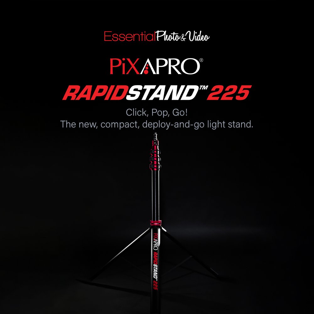 PIXAPRO_UK's tweet photo. CLICK, POP, GO! 📸⚡
https://t.co/9G6NyzCQ0e
the PiXAPRO RapidStand is our brand new solution to lightweight, compact lighting support for photographers and content creators on the go. Just tap on the ground to deploy the RapidStand's legs for super speedy setup for your kit. https://t.co/mEelySD3UN