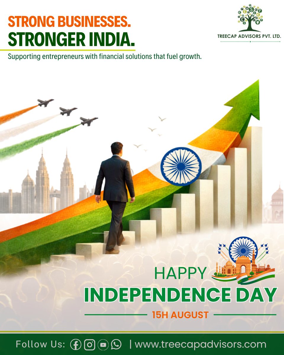treecapadvisors's tweet photo. This Independence Day, let’s celebrate the entrepreneurs who turn ambition into growth and contribute to a stronger India.

Happy Independence Day

#happyindependenceday #treecapadvisors #india #independenceday2026 #trendingpost https://t.co/sukaqWszgx