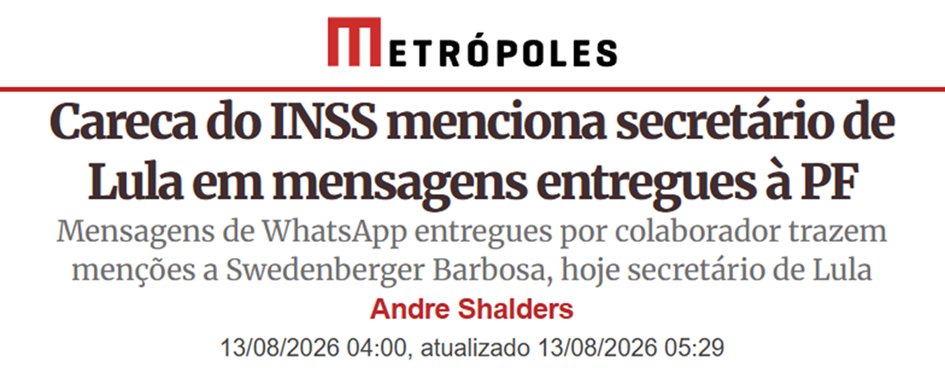 kimpaim's tweet photo. Vai rolar operação da PF contra o Metrópoles por essa revelação?

E aí Lula, vai fingir que não tá vendo o que tá acontecendo? https://t.co/XqI83WWns8