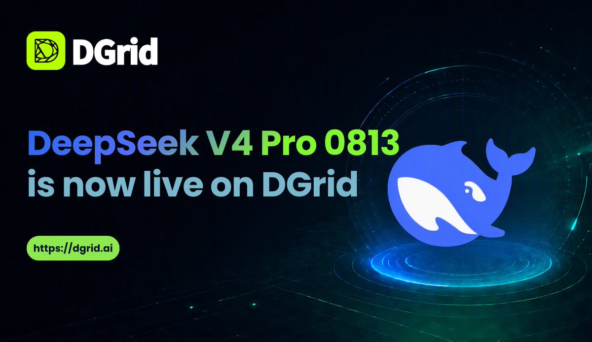 dgrid_ai's tweet photo. 🆕DeepSeek V4 Pro 0813 just landed on DGrid.

@deepseek_ai highlights V4-Pro for its stronger agentic coding capabilities, 1M context window, and efficient 1.6T MoE architecture with 49B active parameters.

👇Try it now:
https://t.co/G1k6vfVNcK