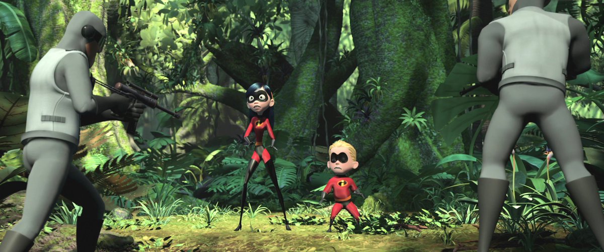 Coral684's tweet photo. Can someone explain to me how Elastigirl wandered all over the lair seen by several guards (and surely by the cameras) without the alarm ever going off? Yet Violet is barely spotted on camera, and (I’m not kidding, I counted them) six guards immediately went after her? 💜 https://t.co/orw5JxtiXG