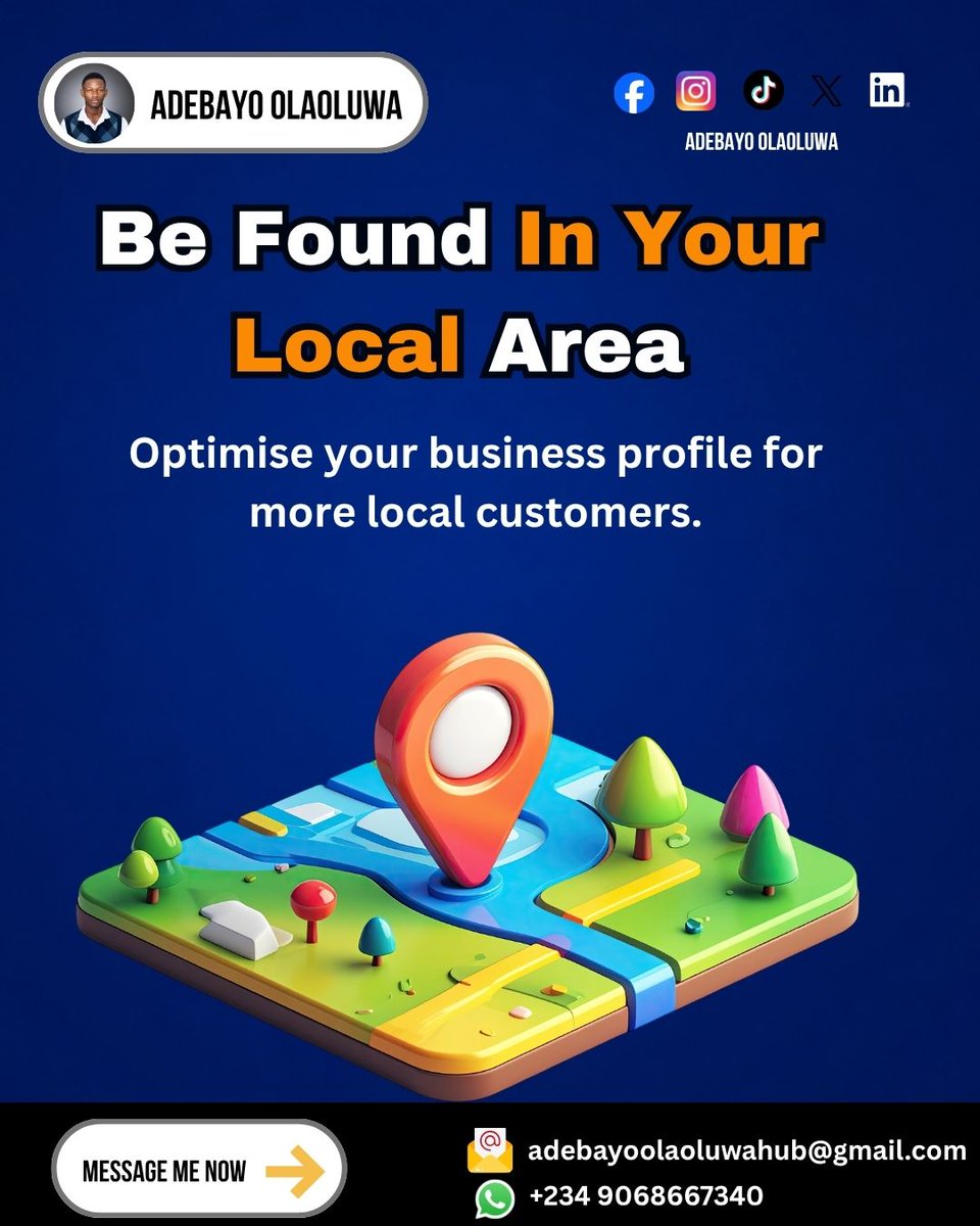 bayodigitals's tweet photo. Being good at what you do is important, but local customers still need a way to find you when they search. 📍

#LocalSEO #SEO #LocalBusiness #SmallBusiness #DigitalMarketing #GoogleSearch #WebsiteSEO #BusinessVisibility #OnlinePresence #BayoDigital #AdebayoOlaoluwa https://t.co/2sqKr17cgj