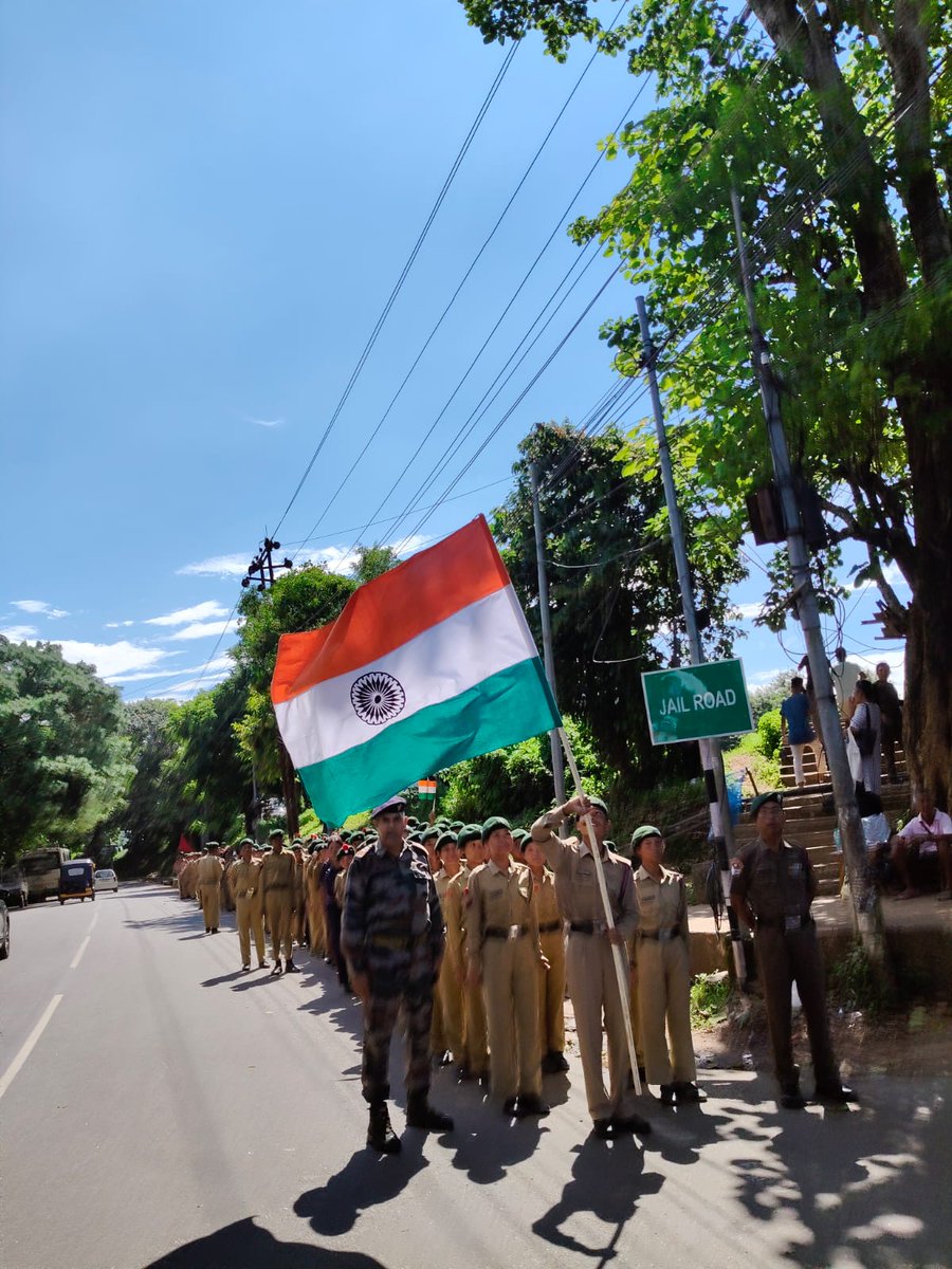GpShillong's tweet photo. #HarGharTiranga celebrations, 41 Megh Bn NCC under aegis of NCC Gp Shillong undertook a Tiranga march spreading the message of patriotism, national Unity and pride in the Tiranga. The march commenced from Tura Law college and culminated at the Parade Ground at Tura.@nccner https://t.co/VU3gMUBmL4