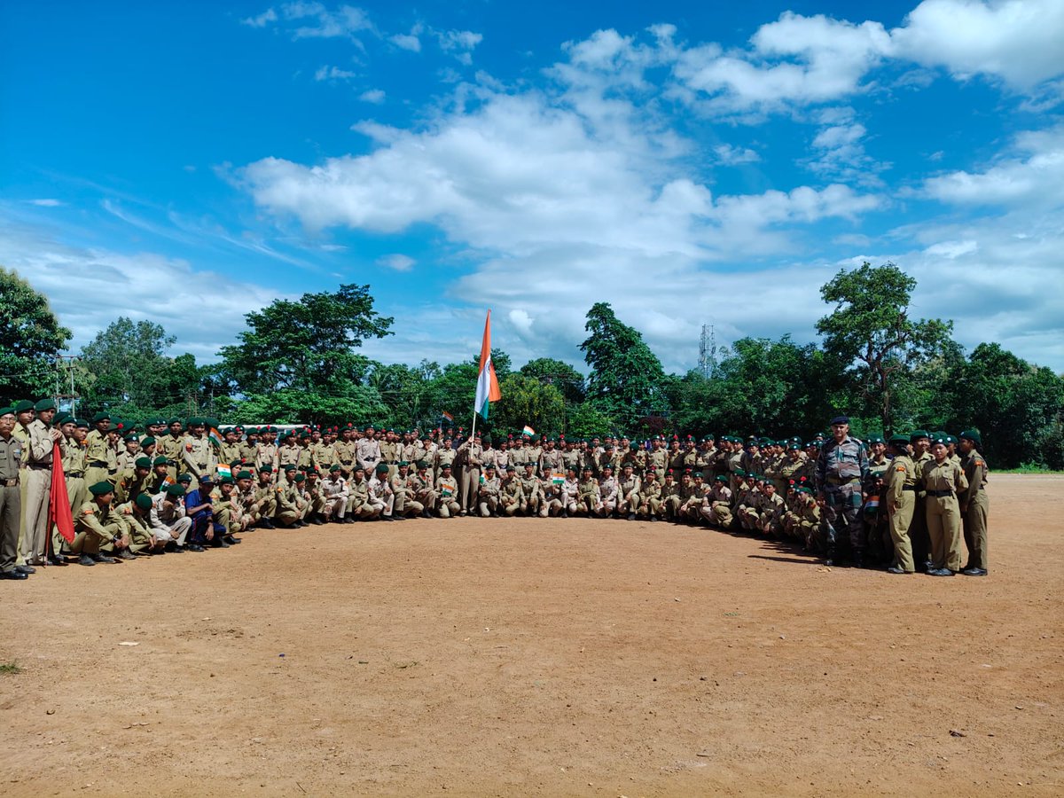GpShillong's tweet photo. #HarGharTiranga celebrations, 41 Megh Bn NCC under aegis of NCC Gp Shillong undertook a Tiranga march spreading the message of patriotism, national Unity and pride in the Tiranga. The march commenced from Tura Law college and culminated at the Parade Ground at Tura.@nccner https://t.co/VU3gMUBmL4