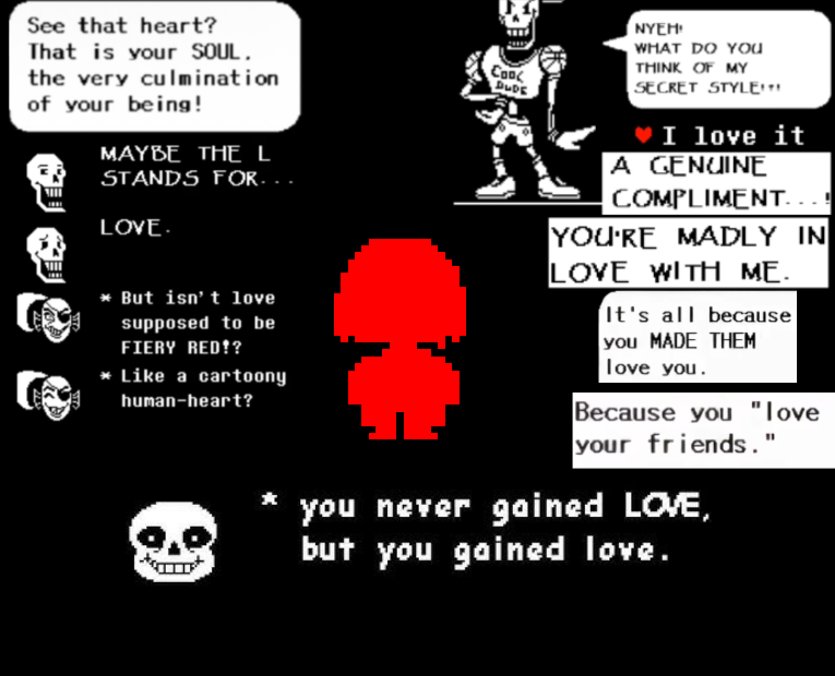 TemmieOrSmth99's tweet photo. I believe that RED isn't determination, but rather... love.
(not to be confused with Level Of ViolencE) https://t.co/U9Z738qGh8