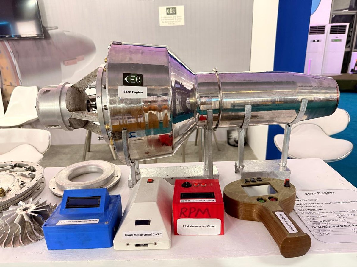 AeroEngineCraft's tweet photo. Showcasing our work on Jet Engine Propulsion for UAVs and Autonomous Systems. Exhibit by Aero Engine Craft Pvt Ltd at the INDUS RAAS EXPO 2026. Robotics, Automation &amp; Autonomous Systems Exhibition #Islamabad #Pakistan  by @MoitOfficial &amp; @IgniteNTF #jetengines #drones #uavs #AEC https://t.co/NrBwC9BAON