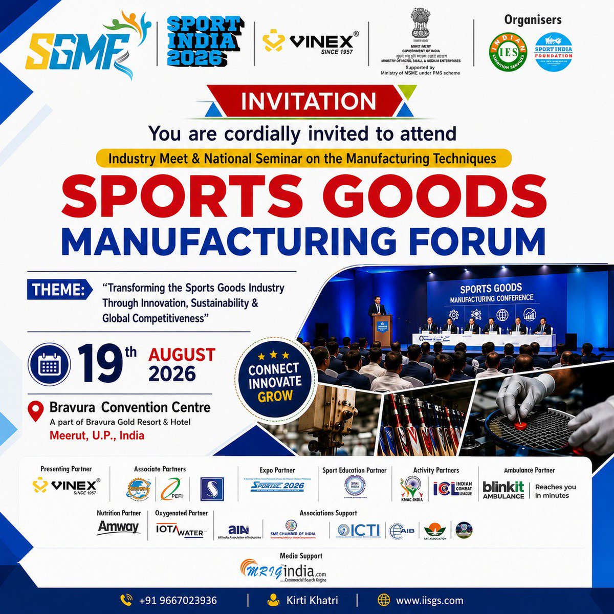 KapilMrig's tweet photo. 🏏 You’re Invited | Sports Goods Manufacturing Forum 2026.

We are also pleased to welcome https://t.co/bassS8vETW as our Media Support Partner for the forum.

#meerut
#sports #sport #sportsexpo #sportsgoods 

@UPGovt @DmMeerut @cdomeerut @UP_ODOP @CMOfficeUP https://t.co/uPTN2HNMMt