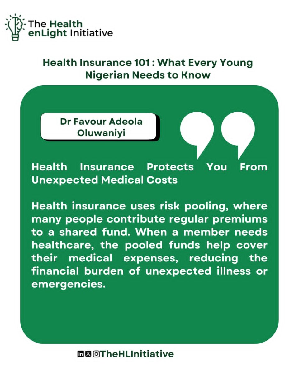 TheHLInitiative's tweet photo. At our July webinar, “Health Insurance 101: What Every Young Nigerian Needs to Know,” explored how health insurance works, the options available in Nigeria, and what to consider before choosing a plan.

Swipe through. 👇

#TheHLInitiative #HealthInsurance #PublicHealth https://t.co/tPXdfHzjV3