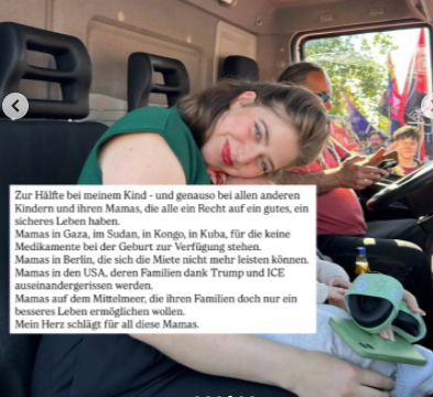 Leviathan_Alexa's tweet photo. Hier nochmal Gaza-Martha, die von der Alm nach Berlin gekommen ist, um im Wedding den Staat Palestine auszurufen.

Okay... ist etwas hart.

Kurze Frage: wie wird man eigentlich Mutter bei den #Linken - ist das wie beim palästinensischen Jesus, von Gott begattet ?

#Mamas 🤪 https://t.co/h4UhCRjHZF