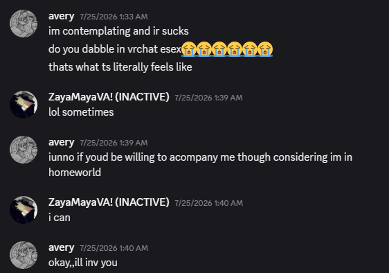 gyhhbn's tweet photo. sorry i'm boring all of you with this, but zaya gave me proof about avery consenting and not stating they were pressured. the screenshots are showing that avery made hints and straight up asked if zaya wanted to do anything on vr. as well as telling him what foreplay meant 🧵 https://t.co/nsb8ChMUxF