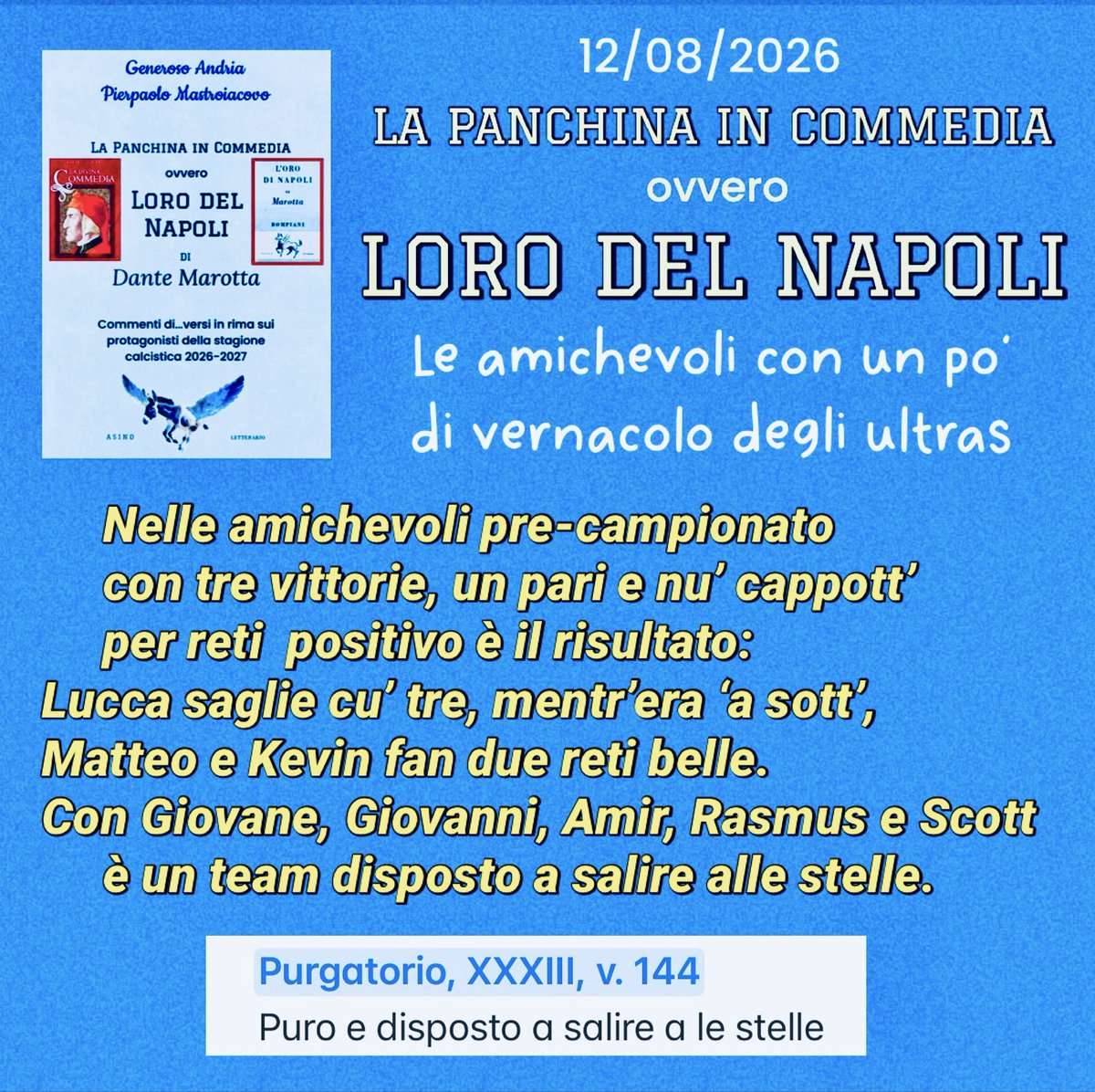 GenerosoAndria's tweet photo. LE AMICHEVOLI DEL NAPOLI
con un po’ di vernacolo degli ultras, che preferiscono chiamare per nome i giocatori
(Lorenzo (Lucca) 3, Matteo (Politano) 2, Kevin (De Bruyne) 2, Rasmus (Hojlund )1, Giovane 1, Giovanni (Di Lorenzo) 1,  Amir (Rrahmani) 1, Scott (McTominay) 1) https://t.co/sg9EkWJkLE