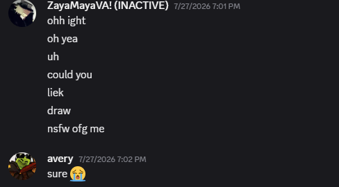 gyhhbn's tweet photo. i also have proof of avery drawing nsfw of zaya, not showing the artwork since a minor drew porn of a minor. no matter how you look at it, both sides are in the wrong for it. i'll see if i can get more ground on zaya's part https://t.co/n2xiNxNDJs