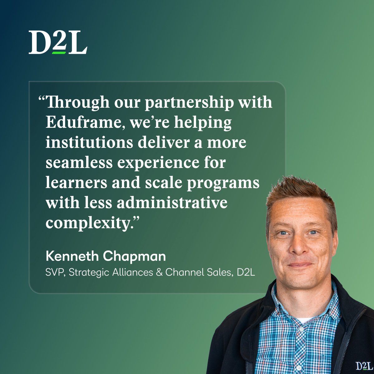 D2L's tweet photo. We’re excited to expand our partnership with Drieam, the team behind Eduframe! 🎉

Together, D2L Brightspace and Eduframe help institutions scale continuing education, simplify administration and create more opportunities for lifelong learners.

Read more: https://t.co/5JKawfcp5q https://t.co/towcTxbqtc