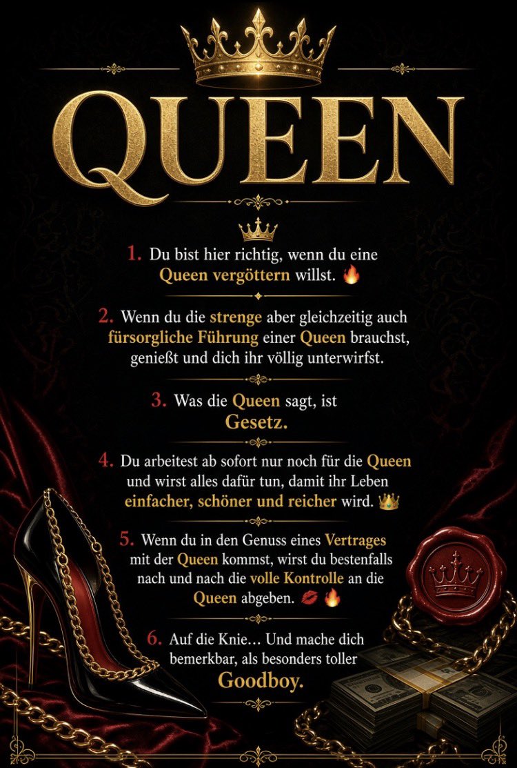 Findom4Real's tweet photo. ‼️ ACHTUNG ‼️ 

An alle Subs, die mir bereits folgen - oder die in den Bann einer einzigartigen Queen gezogen werden wollen… 🫦🔥

Auf den folgenden Bildern findet ihr so ziemlich alle wichtigen Infos. 

‼️ Erst lesen (und bitte auch verstehen) - wenns passt, DANN anschreiben! 

Ich werde das meiste (und vor allem die besten Bilder 😉🔥) nur noch im TG-Channel Posten. 
Ihr kommt dort durch ein monatliches Abo rein oder wenn ihr Verträge mit mir laufen habt. 

https://t.co/4HCJfFIfbd