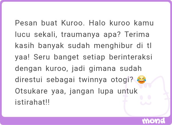 DiaristShura's tweet photo. Untuk Kuroo (2), Liu Xiao, dan saya sendiri (apa sih ini😂) https://t.co/BBHoPZ3Qno