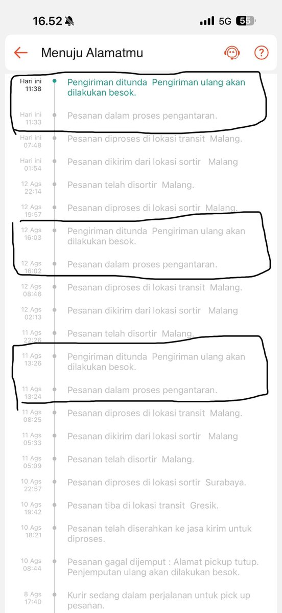 dhoyoque's tweet photo. Kak @anteraja_id @AnterajaCare tolong dicek paket sy ada masalah apa yah udah 3 hari berturut2 kok pengiriman ditunda terus padahal udah sampai di Malang dr 3 hari yg lalu? https://t.co/U2X8kWzBlL