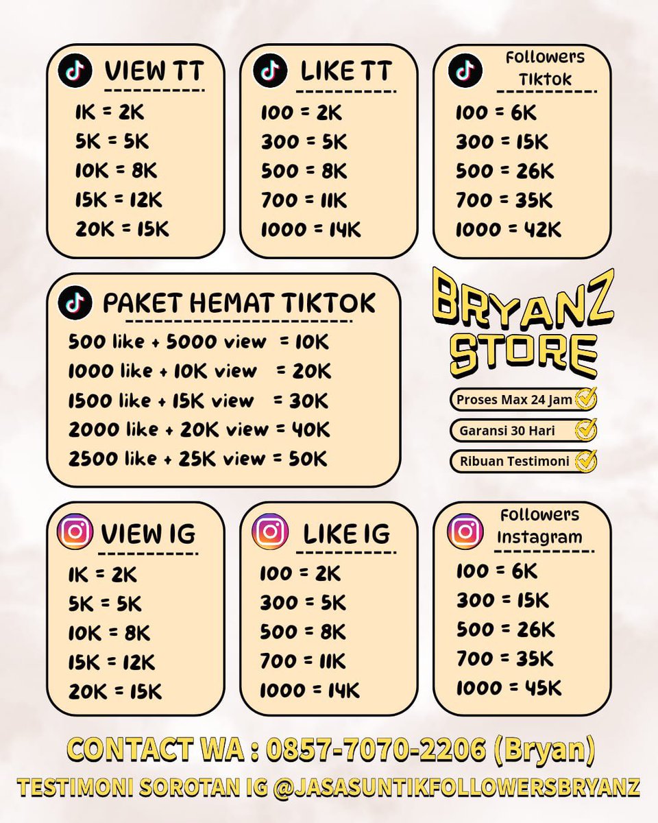 Bryanzstore's tweet photo. 5000+ TESTIMONI SINCE 2024‼️🤩 CEK LINKTREE!!

request dan order di linktree profil yaa

#zonauang #zonajajanRedA wts wtb followers jual beli folls like instagram ig tiktok indonesia view shoppe tt buy sell fyp jasa sosmed folls tiktok ig instagram tt indo https://t.co/jqDFjZ7tEL