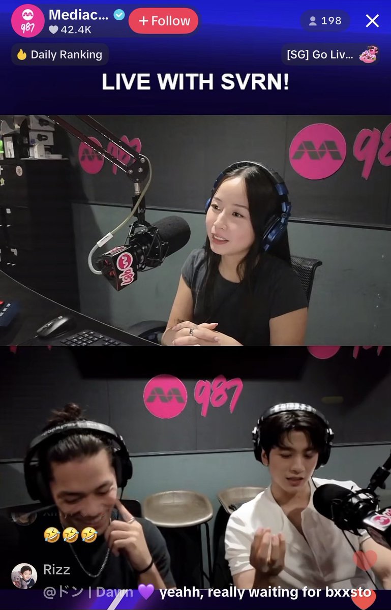 luce_sco's tweet photo. Can’t believe I laughed so hard at the chicken protein shake and Germaine’s rabbit hole explanation about Hello Kitty game making Avery having second hand embarrassment. But so gentleman of SVRN to continue asking.
And Rizz, whoever you are, we are the true fans.
#SVRNCheckInSG
#987fmxSVRN
#SVRN
