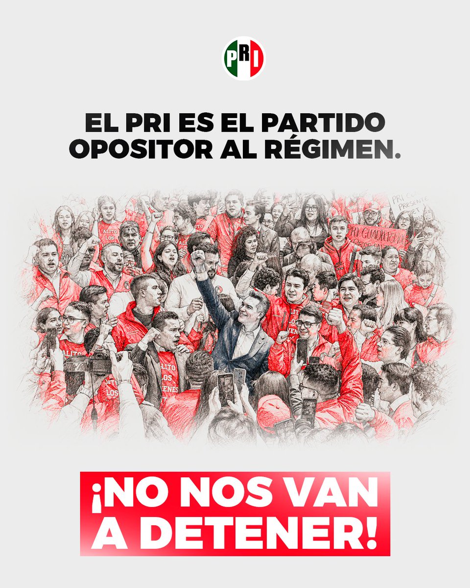 PRI_Nacional's tweet photo. Somos oposición porque México necesita contrapesos, carácter y una voz que no se doble.

Frente al régimen, ni silencio ni miedo. Vamos a defender nuestras instituciones, nuestras libertades y el futuro de México.

No nos van a detener. https://t.co/cv0WRUzFQC
