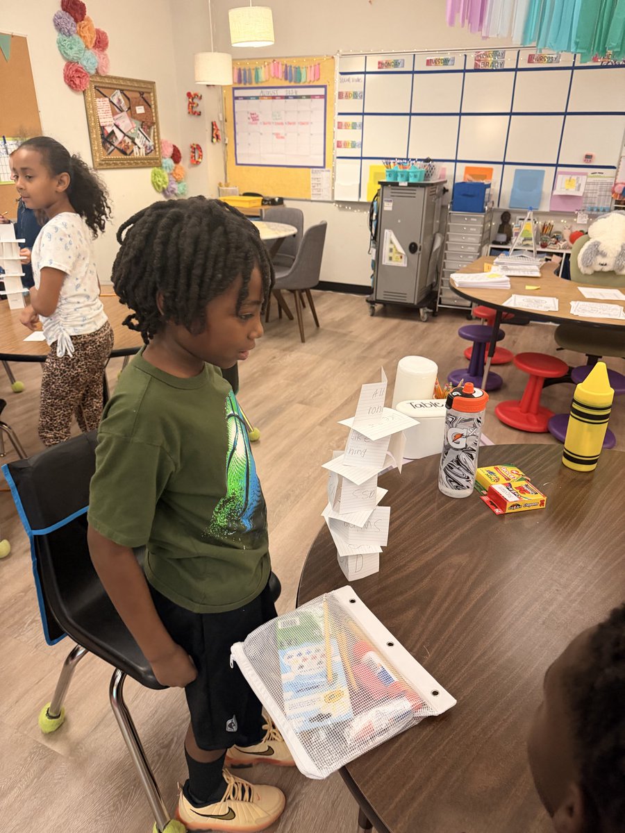 MrsParker4th's tweet photo. Having a fun first week back! Students played common ground countdown to see all the things they have in common with their table mates to build the tallest tower! https://t.co/dDHALVXl77