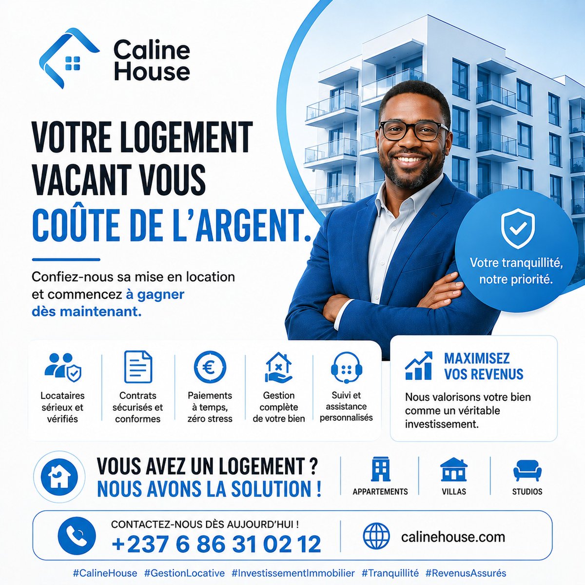 BuildTogether_I's tweet photo. 🏠 Propriétaire, votre logement est vacant ?

📞 +237 6 86 31 02 12
🌐 https://t.co/rSF4oCOPXZ

#CalineHouse #Proprietaire #ImmobilierCameroun #GestionLocative #LocationImmobiliere #InvestissementImmobilier #Douala #Yaounde #PatrimoineImmobilier https://t.co/J9MW5CJzzm