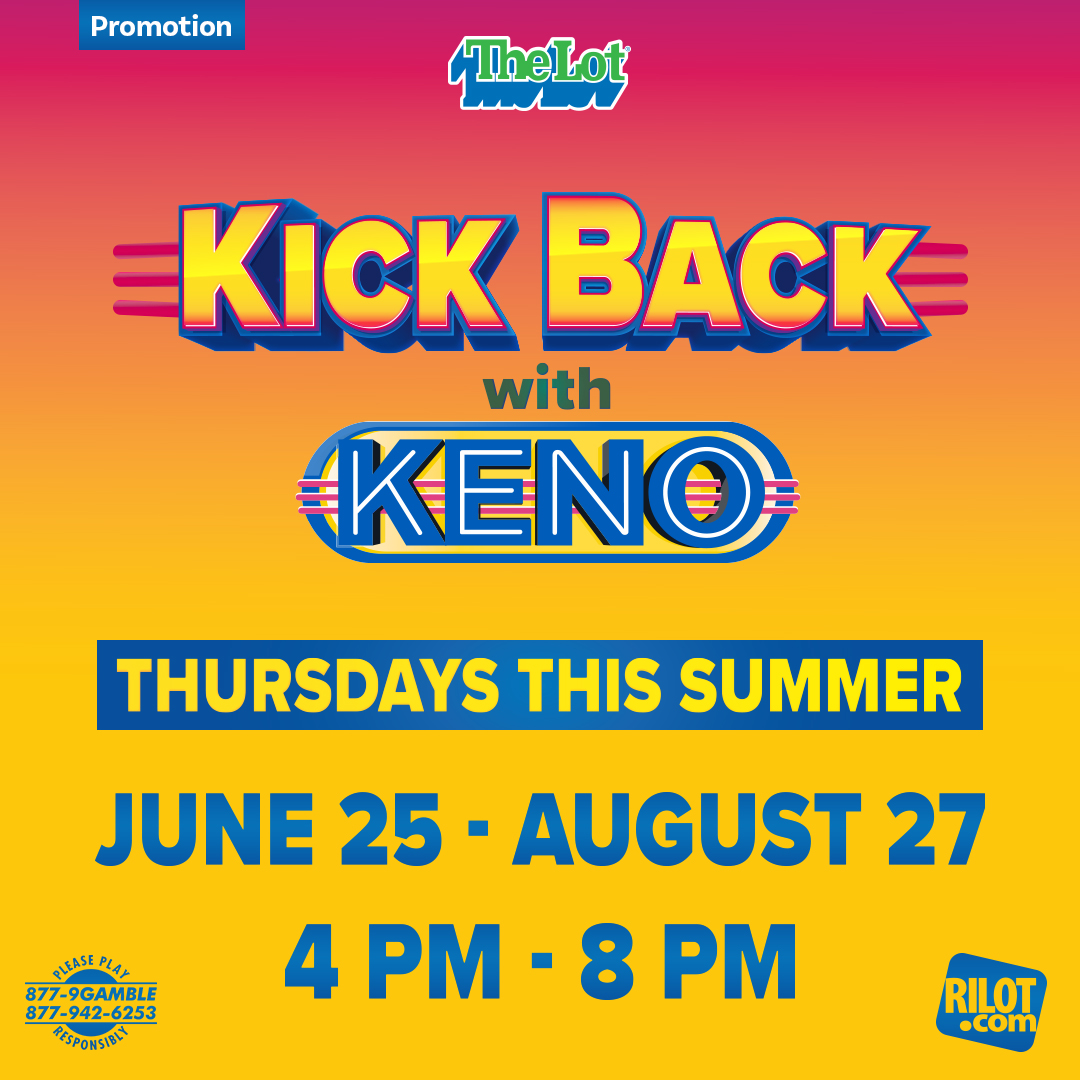RILottery's tweet photo. Last chance - 4-8 PM today, enjoy our final Kick Back with Keno bonus hours to earn your bonus! Purchase $5 or more on Keno on a single ticket/transaction at a RI Lot retailer for a $1 4-Spot Quick Pick or online for $1 in iLottery Bonus Money. 🌅 Play Now https://t.co/8ZExCYWds6 https://t.co/7kOed8jGFY