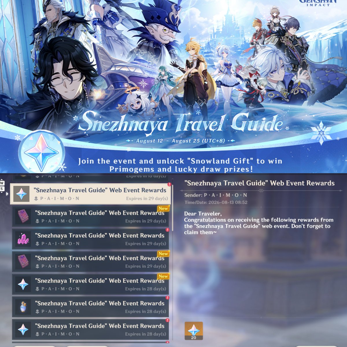 GenshinUniverse's tweet photo. Don't miss out on the rewards! Share your link if you still need it and let's help each other :)

#GenshinImpact https://t.co/iBOf2eRwEQ