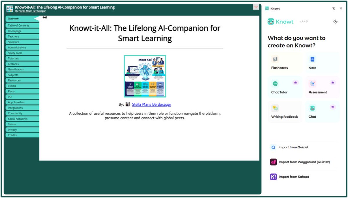 SMBerdaxagar's tweet photo. 📷╰┈☆ Knowt-it-All: The Lifelong AI-Companion for Smart Learning ☆┈╯, a comprehensive @LiveBinders design featuring @KnowtTeam features, integrations, and uses in and beyond the classroom #GenAI @farmerfaubs.
👉https://t.co/wkKYz5iPpP https://t.co/uL26noSW7X