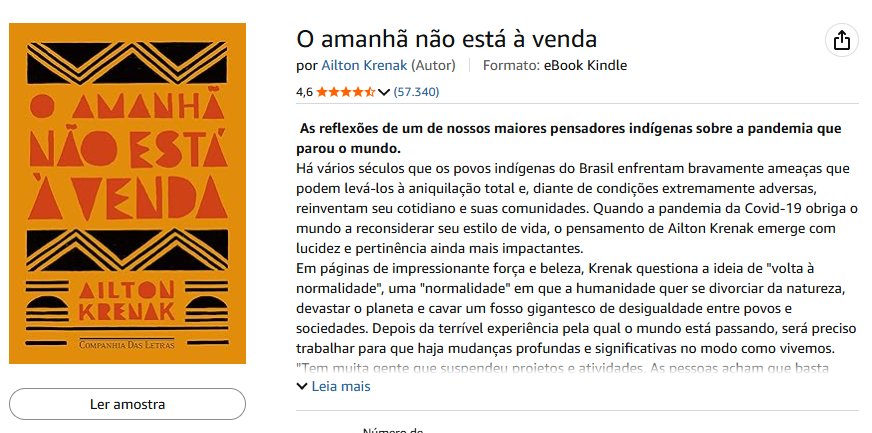 thenicestevil's tweet photo. Livros interessantes que achei no "encha seu kindle" 

"O amanhã não está à venda" - Ailton Krenak

https://t.co/Ptbp121cCb https://t.co/9g6m1y6dN0
