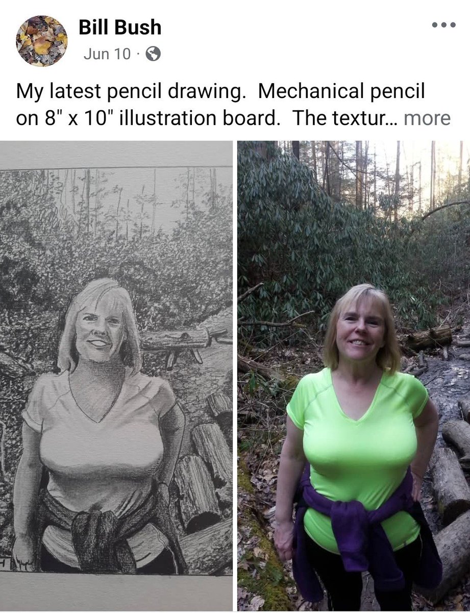 GinFizzes's tweet photo. Obsessed with this guy in an art group I'm in who makes art exclusively of his stacked wife https://t.co/hFypEmUIGV