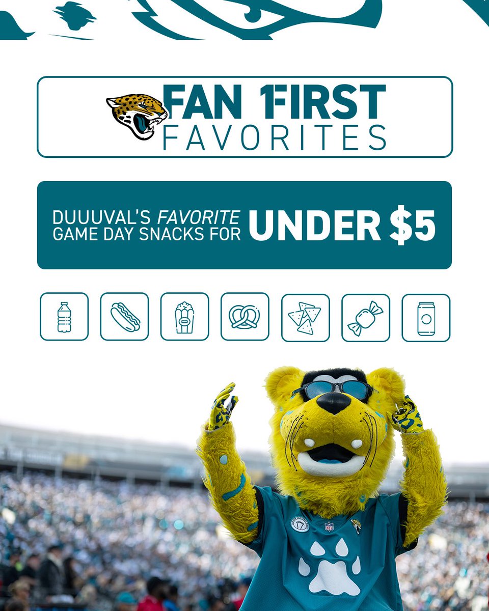 Jaguars's tweet photo. Introducing Fan First Favorites: Classic gameday concessions for $5, all season long! 🌭 https://t.co/9EO2NYRqRw