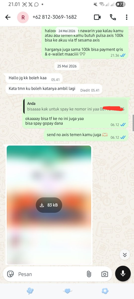 xcaberry's tweet photo. ya Allah aku 3 kali transaksi sama dia dari bulan mei, baru sadar sekarang ketipu TOTAL 300K 😭😭 #zonauang

biasanya aku tipe yang cek dan waspada bahkan sampai cek berhari2 beneran amanah apa ga, tapi 3 kali ini aku ga tau kayak bodoh bgt 😭

hati-hati penipu +62 812-3069-1682 https://t.co/G50RFTdEH5