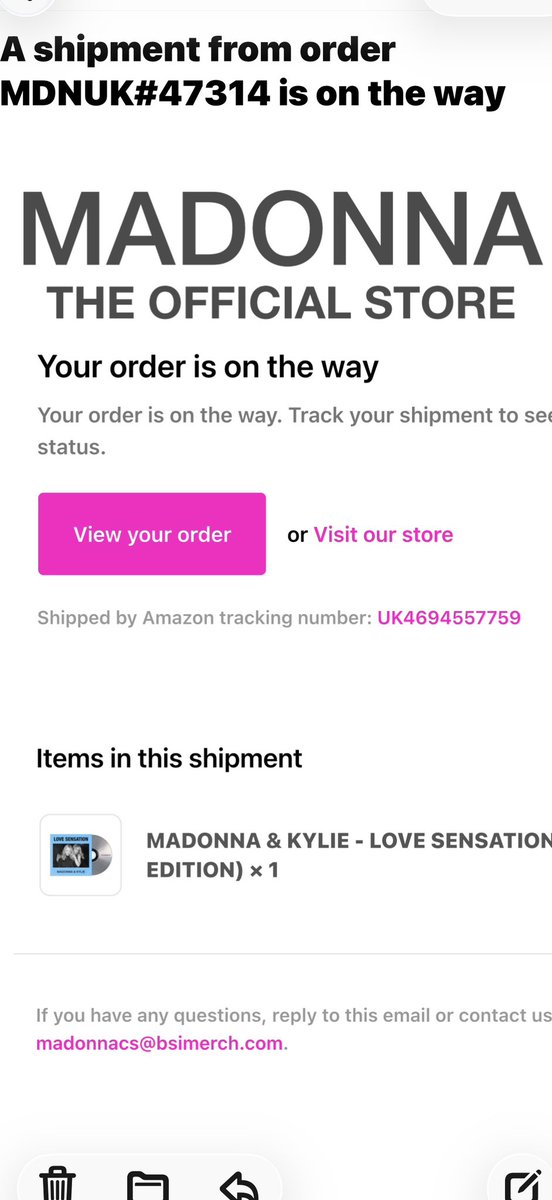Notqueerjustgay's tweet photo. @MadonnaRecords @Madonna @kylieminogue @madonnaHQ @WarnerPromo @warnerrecords Ordered yesterday. Confirmation today https://t.co/TmgRspcd9g