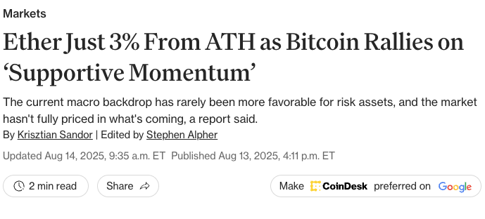 Медиа публикации CoinDesk в сообществе