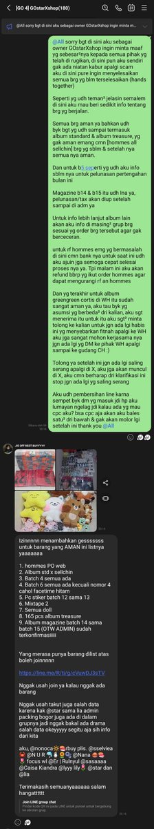 starXdream4's tweet photo. Hai aku star selaku owner GOstarXshop aku ingin beri sedikit klarifikasi kalau apa yg beredar itu gak bener, semua brg jajanan yg pernah aku open itu aman, yg bermasalah emg cmn 1 [hommes] &amp; ini akan aku rf jga bbrp mulai malam

Aku jga udh klarifkasi di 4 go aku berikut buktinya https://t.co/277sMSeRBL