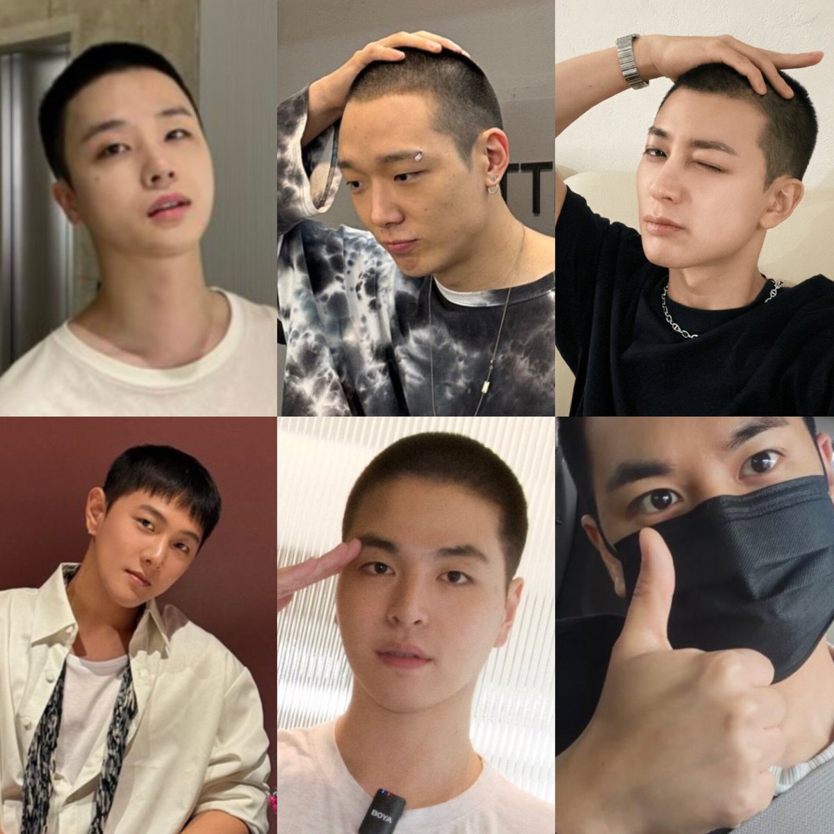 iKONICtalk's tweet photo. Hair brings symmetry to the face, and idols also tend to wear make-up and style their hair frequently. But the faces of the iKON members don’t even change when they’re bald/short hair and bare-faced. https://t.co/5fDvkDxT2B