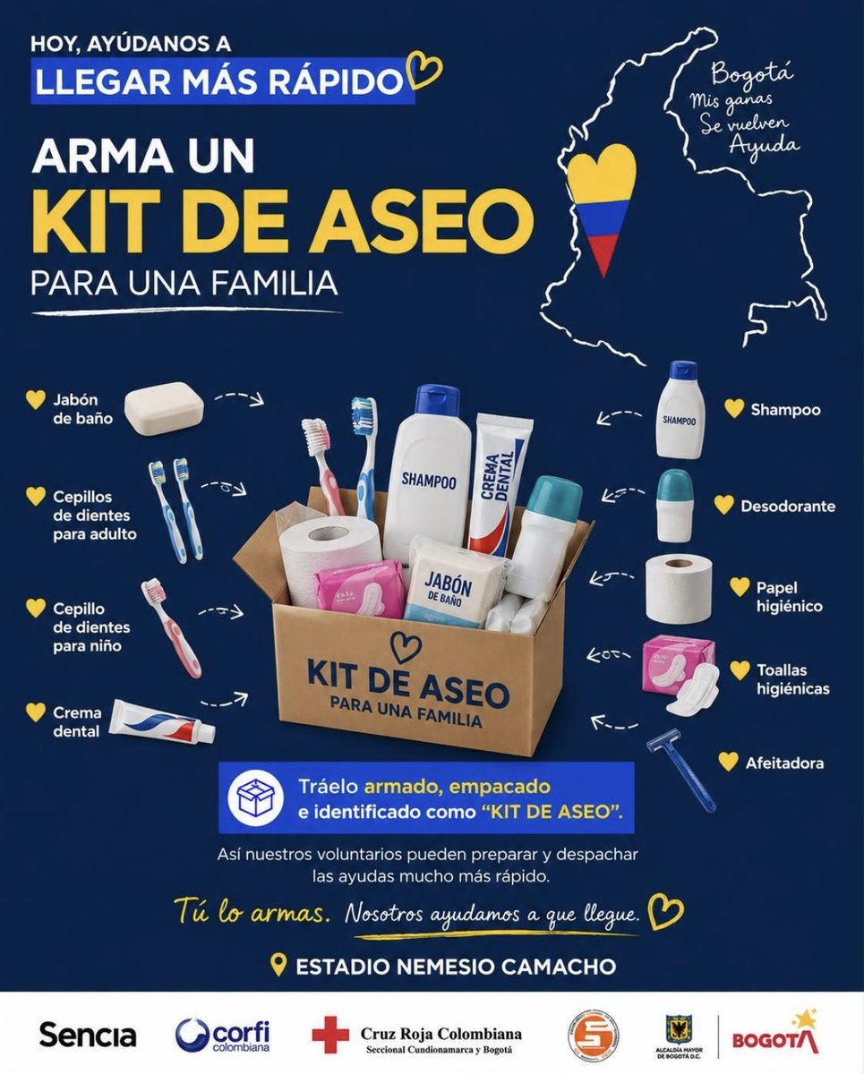 Futbolfpc's tweet photo. 🚨 En BOGOTÁ. POR FAVOR DIFUNDIR. 

Desde @SenciaBogota piden ayuda para la recepción de donaciones.

¿Cómo ayudo? Si usted va donar, llegue con su kit ya armado, eso le ahorra un MONTÓN de tiempo a las personas que están organizando todo en el Campín.

¡Ayúdennos a difundir! https://t.co/u1UvSbEGVT