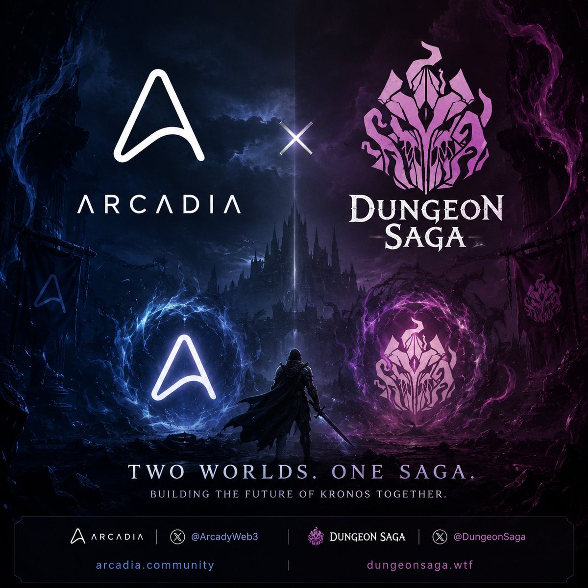 ArcadyWeb3's tweet photo. ⚔️ Arcadia × Dungeon Saga

The Saga begins in the dark.

We’re teaming up with @DungeonSaga to give 2 lucky Arcadians a chance to claim a Dungeon Saga NFT. 🏰

Enter Kronos.
Forge your legend.
Become part of the Saga.

🎁 2× Dungeon Saga NFTs

How to enter:
⚔️ Follow @ArcadyWeb3 & @DungeonSaga
⚔️ Like + RT
⚔️ Comment Arcadia Forever!

Good luck, Arcadians. 🩸

https://t.co/OqxpWohuoU

#Arcadia #NFT