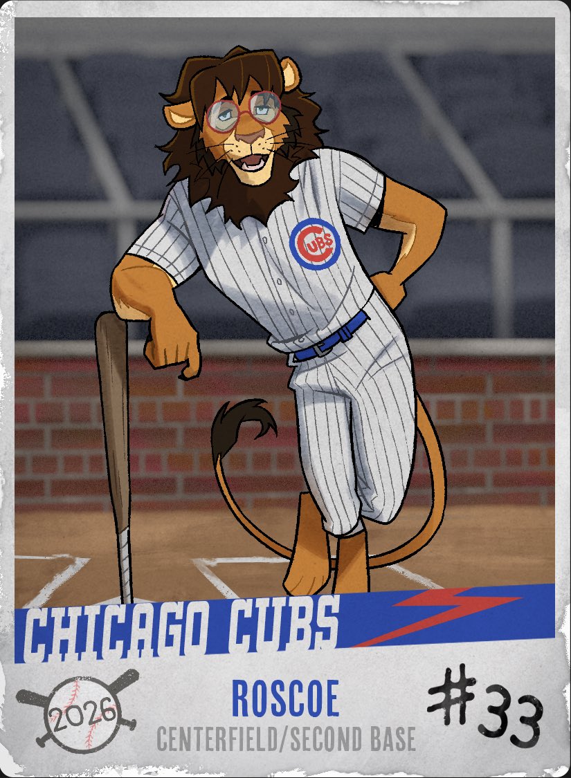 HeckYeBud's tweet photo. Hey Chicago, what do you say?

Absolutely amazing baseball cards of Roscoe by kasettetape on 🦋!!! https://t.co/lPzG6oUSf6