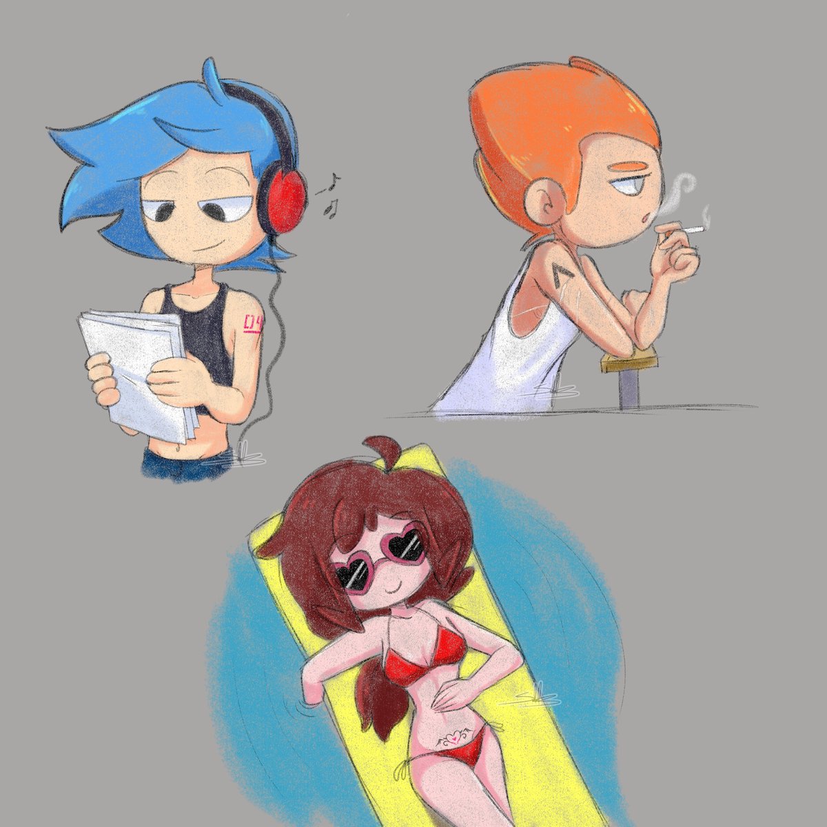 Hamathyst's tweet photo. Tatuajes FNFHS
iba a dibujar solo los lugares tatuados, pero me pareció aburrido, así que los puse en poses para que se vieran y porque quería practicar poses
#FNFHS https://t.co/5y8VfpI8ZJ