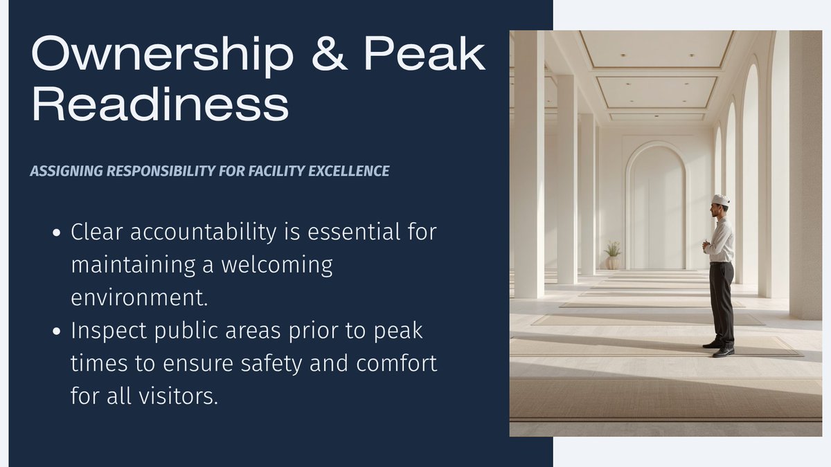 ReflexionSuite's tweet photo. A safe, clean, and ready religious facility creates a better experience for everyone. 

Clear inspections, maintenance records, ownership, and early escalation help teams stay prepared. 

How does your facility manage readiness before peak attendance? 
#CAFM #ReligiousFacilities https://t.co/vAN74qtwE2
