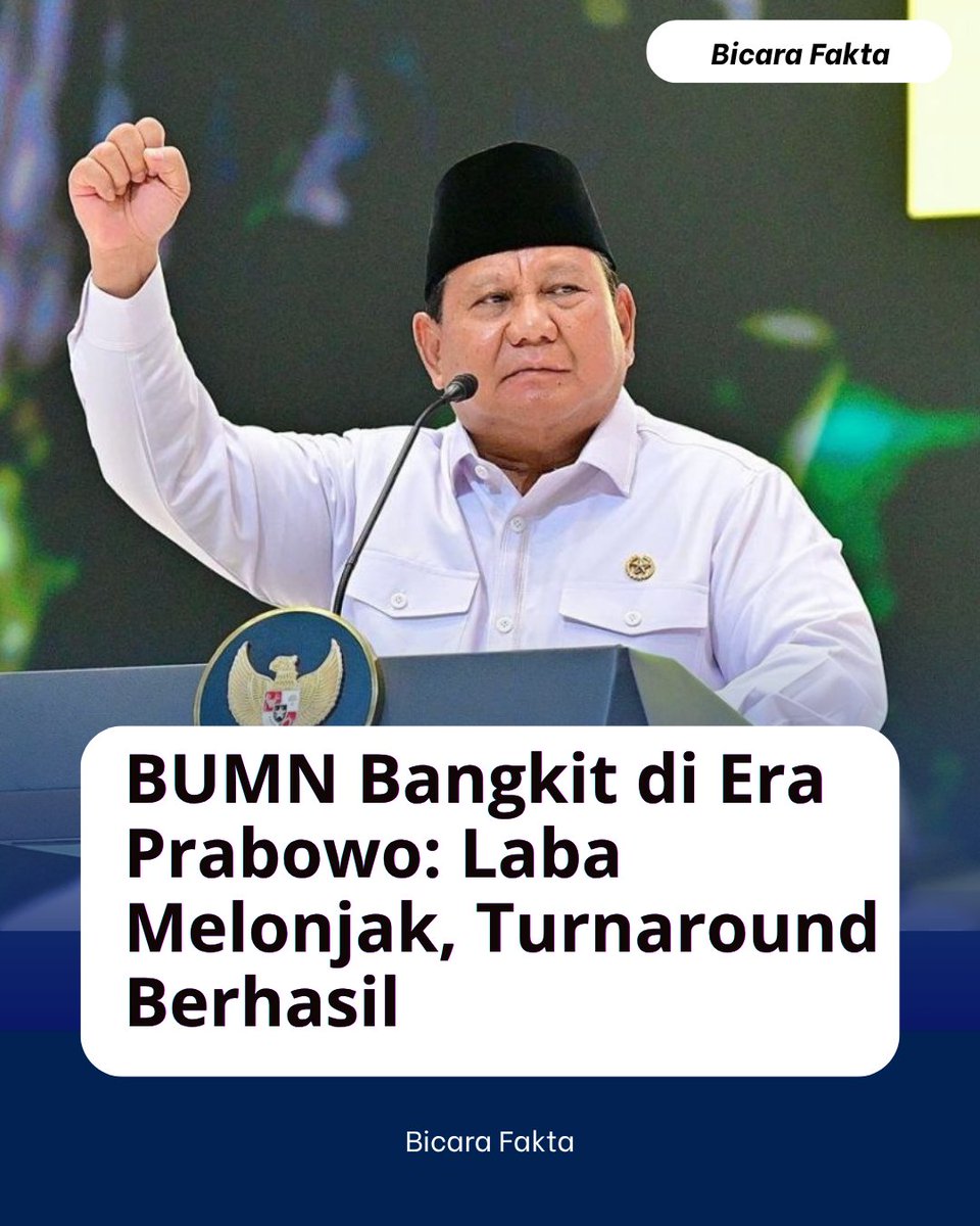 tak_gendon9's tweet photo. Dari Timah yang labanya naik lebih dari 8 kali lipat, hingga Krakatau Steel dan Kimia Farma yang berbalik dari rugi menjadi untung. Konsolidasi BUMN di bawah Danantara membawa hasil nyata.

#jagaindonesia #kamibersamapresiden #BUMNSehat #BUMNUntukRakyat #KerjaNyataUntukRakyat https://t.co/hTsLQcNGrI