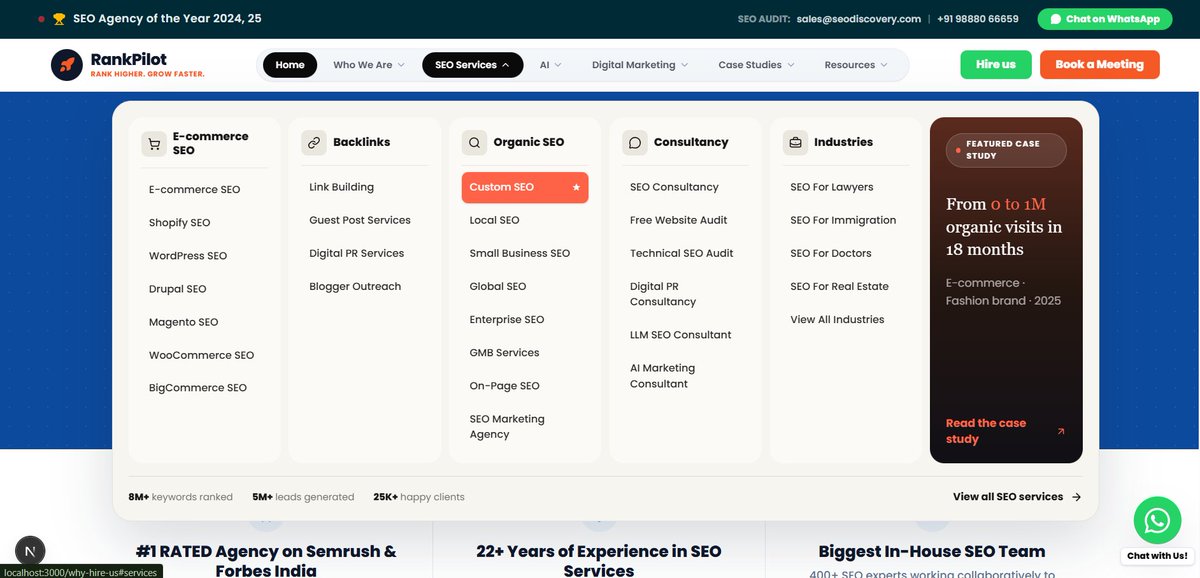 singhDivyansh77's tweet photo. Day 2 — Building the frontend of a new SEO agency project.

Worked on the navigation, mega menu, and overall UI structure.

Slowly turning the design into a real website.

#Day2 #BuildInPublic #Frontend #WebDevelopment #UIUX https://t.co/t8kFYRmQfG