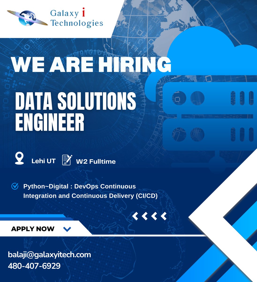 galaxyitech123's tweet photo. Galaxy I Technologies is looking for Data Solutions Engineer in Lehi UT
Apply Now: https://t.co/N12hf7H34h.
#galaxyitech #solutions #business #technology #innovation #design #services #software #marketing #love #health #tech #solution #success #work #dubai #help #india https://t.co/fW8cshJBvR