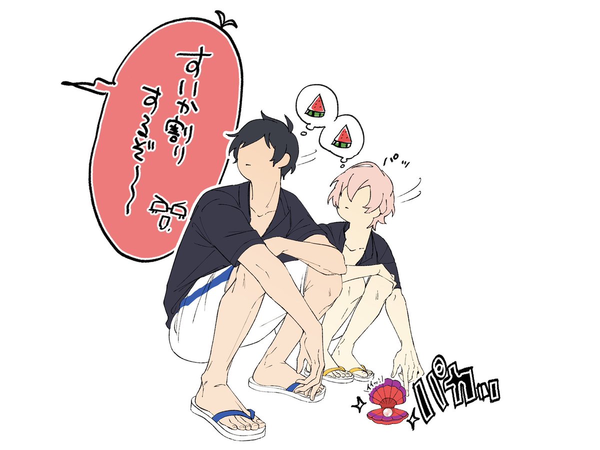 NAhahitotsu's tweet photo. おみやげの貝殻と🍉 https://t.co/lMscwIHz8G