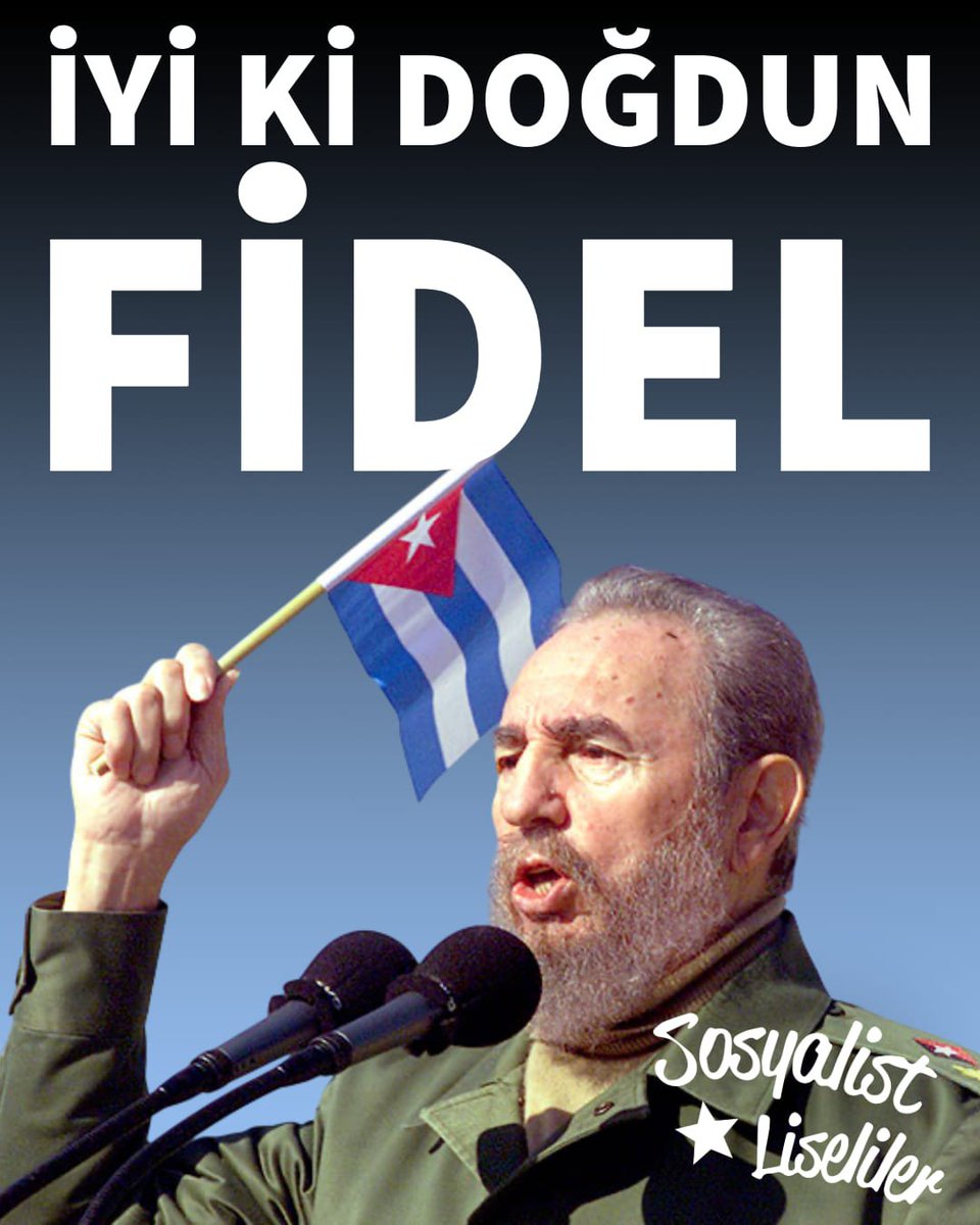 SosyalistLise's tweet photo. Küba Devrimi’nin önderi yoldaş Fidel 100 yaşında!

#FidelCastro, emperyalist haydutluğa karşı verdiği mücadeleyle, emperyalizmin saldırılarının arttığı bu dönemde Küba halkına ve tüm dünya halklarına umut olmaya devam ediyor.

Tarih onu emperyalizme karşı verdiği mücadeleyle hatırlayacaktır.

İyi ki doğdun Fidel!